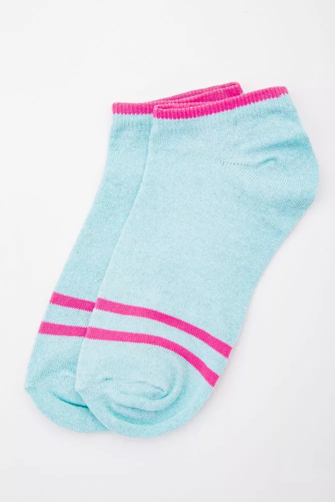 Купити Жіночі короткі шкарпетки, м'ятного кольору зі смужками, 167R221-1 оптом - Фото №1
