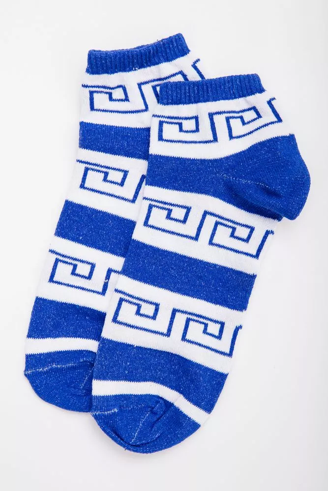 Купить Короткие женские носки, в сине-белый принт, 131R137096 оптом - Фото №1