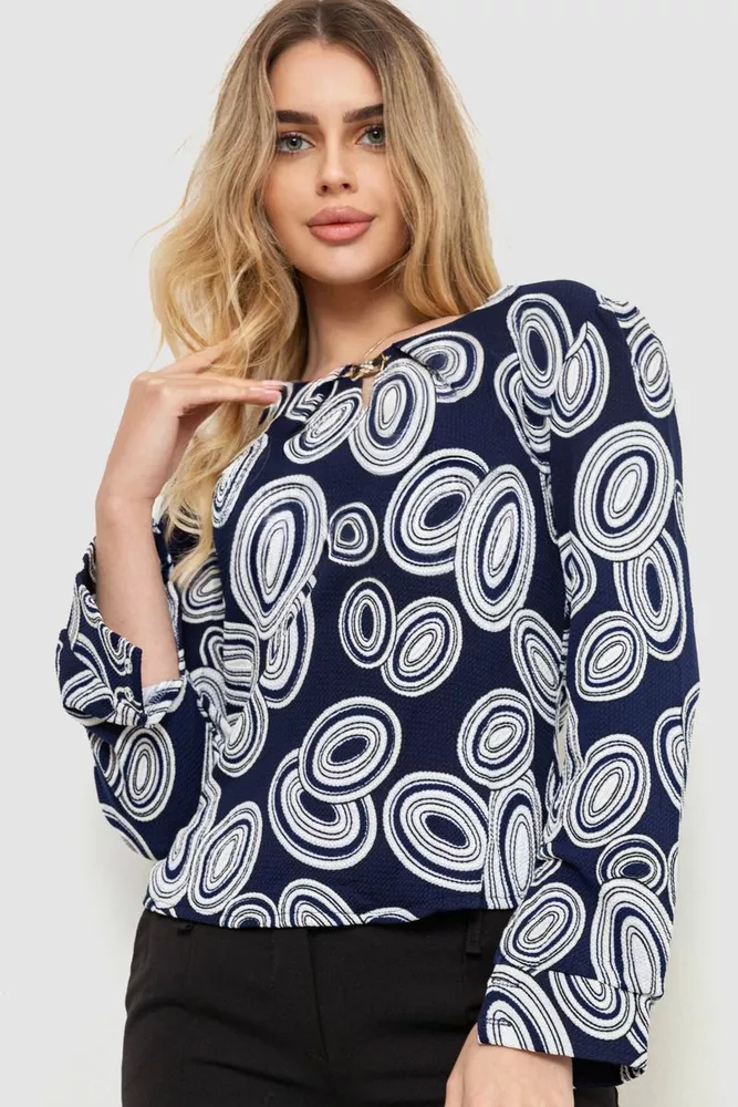 Купити Блуза з принтом, колір синьо-білий, 186R400 - Фото №1