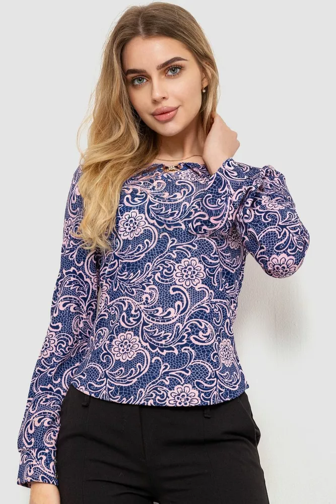 Купити Блуза з принтом, колір рожево-синій, 186R400 - Фото №1