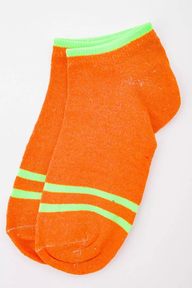 Купити Жіночі короткі шкарпетки, помаранчевого кольору зі смужками, 167R221-1 - Фото №1