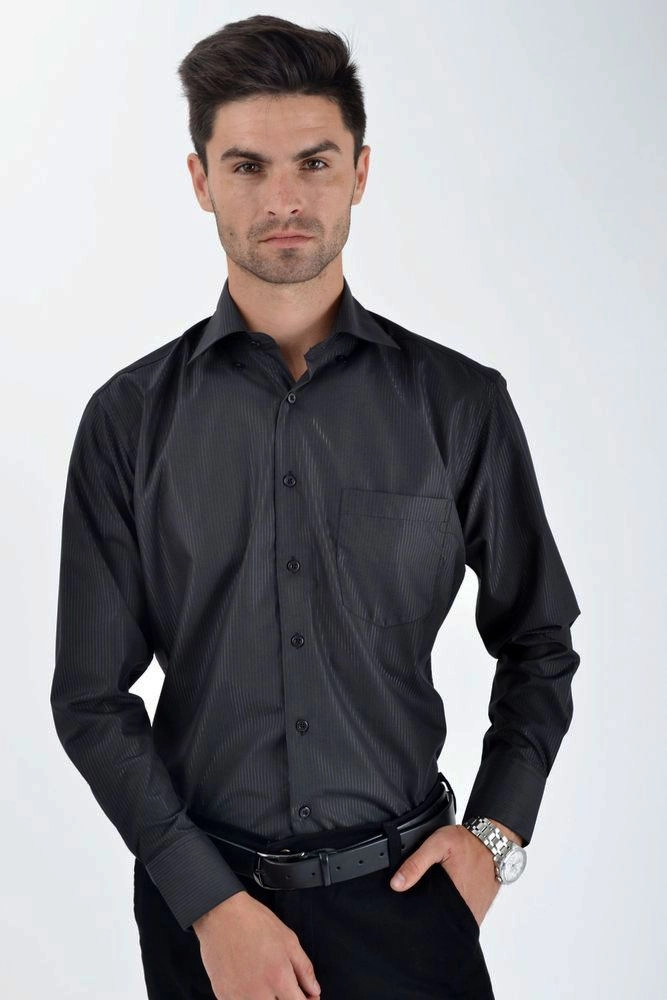 Купить Рубашка мужская черная с длинными рукавами 9009-100 оптом - Фото №1
