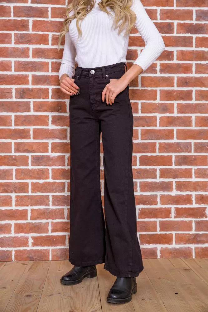 Купити Чорні жіночі джинси, широкого крою, 164R511 оптом - Фото №1