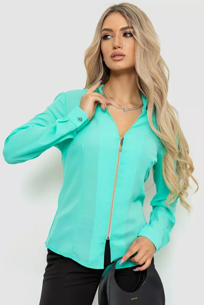 Купити Блуза жіноча шифонова, колір м'ятний, 186R504 оптом - Фото №1