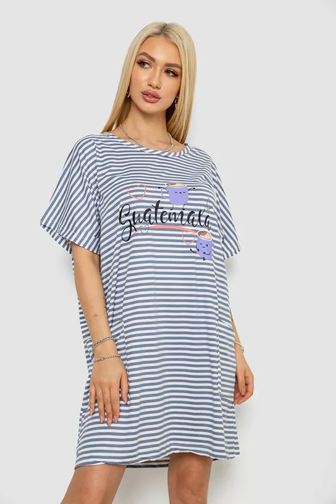 Купити Нічна сорочка в смужку, колір сіро-білий, 238R15022-2 - Фото №3