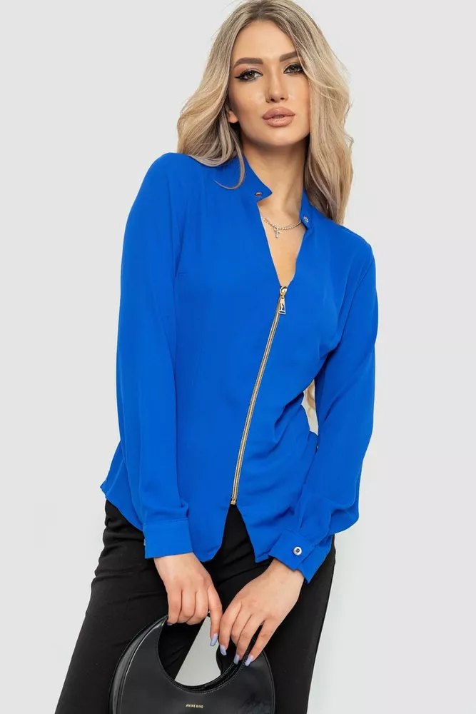Купити Блуза жіноча шифонова, колір електрик, 186R504 - Фото №1