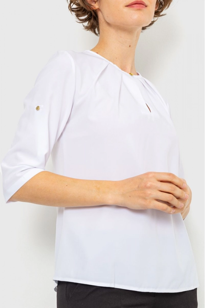 Купити Блуза однотонна  -уцінка, колір білий, 230R1121-4-U-1 - Фото №1