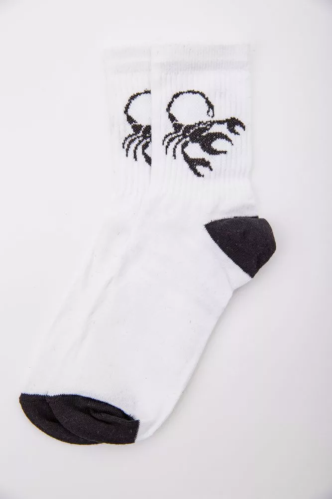 Купити Білі жіночі шкарпетки, середньої довжини, з принтом, 167R520-3 - Фото №1
