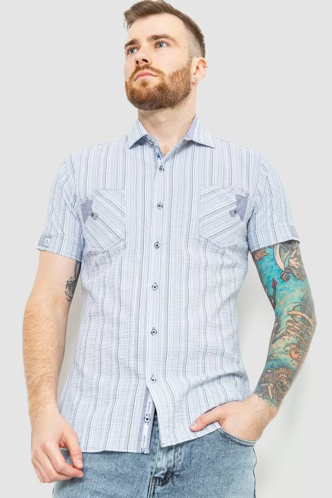 Купить Рубашка мужская в полоску, цвет голубой, 186R616 - Фото №1