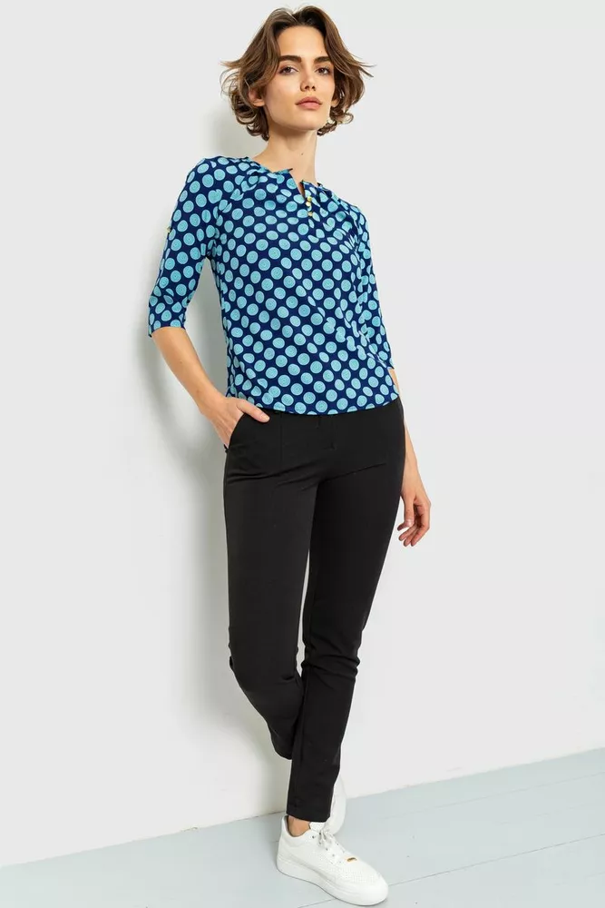 Купити Блуза принтом, колір синьо-зелений, 230R112-3 - Фото №1