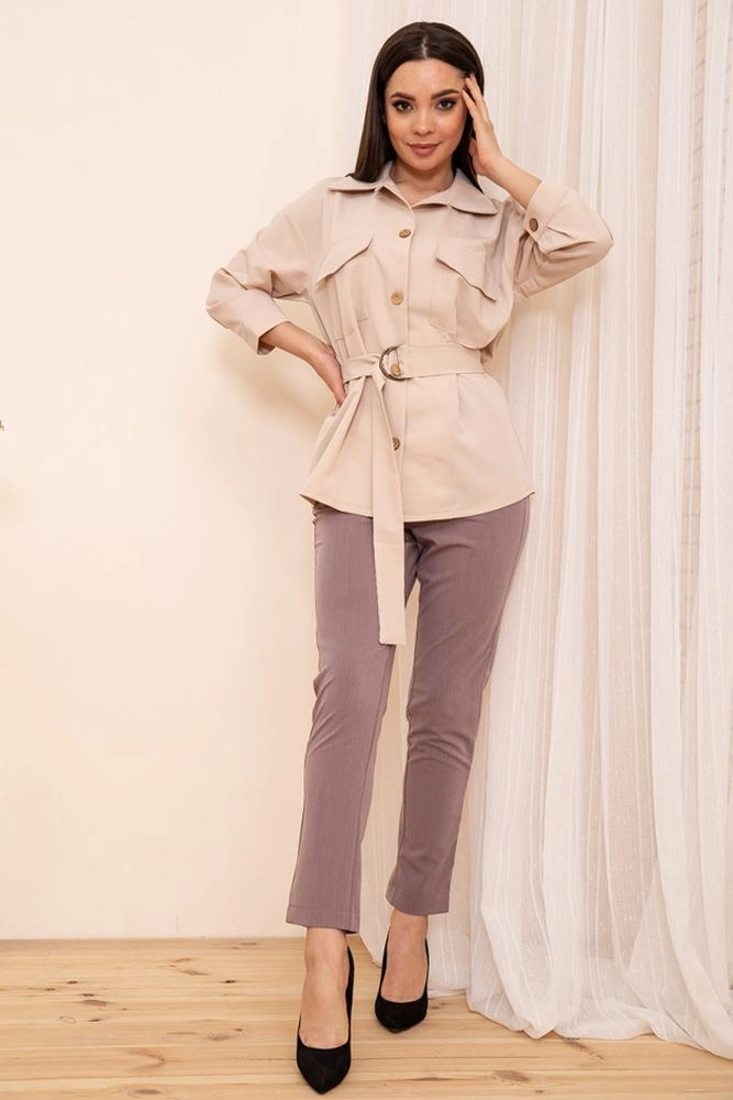 Купить Укороченные женские брюки на резинке цвет Фиолетовый 115R370-1 - Фото №1