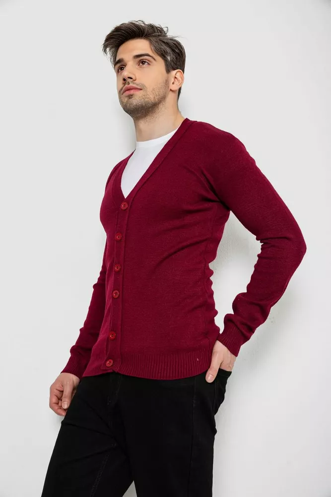 Купити Кофта чоловіча на ґудзиках, колір бордовий, 238R18004 - Фото №3