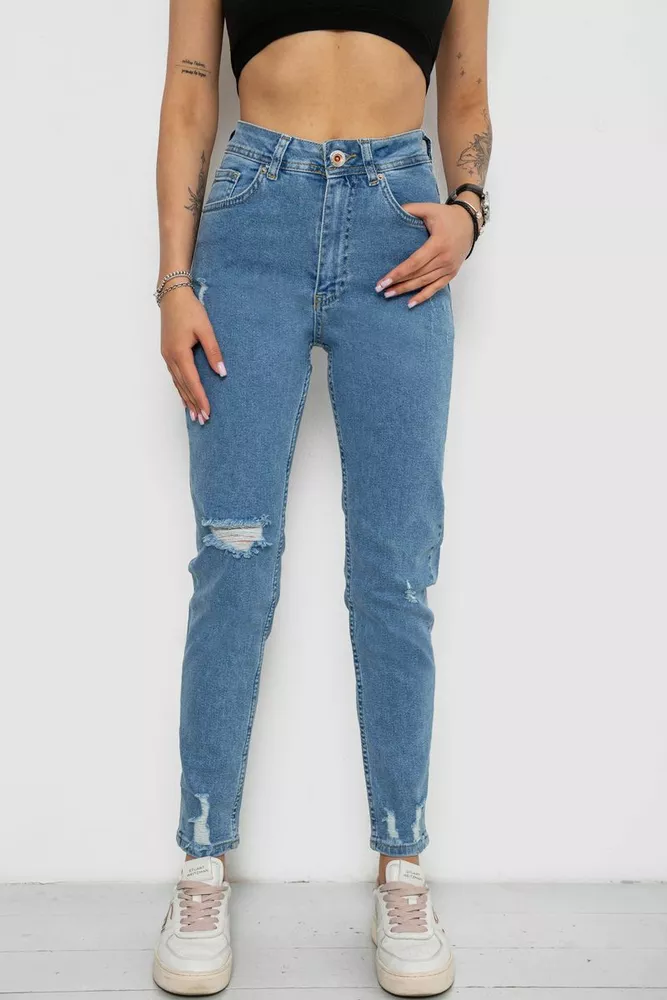 Купити Джинси жіночі Mom's, колір блакитний, 182R1379S19 оптом - Фото №1