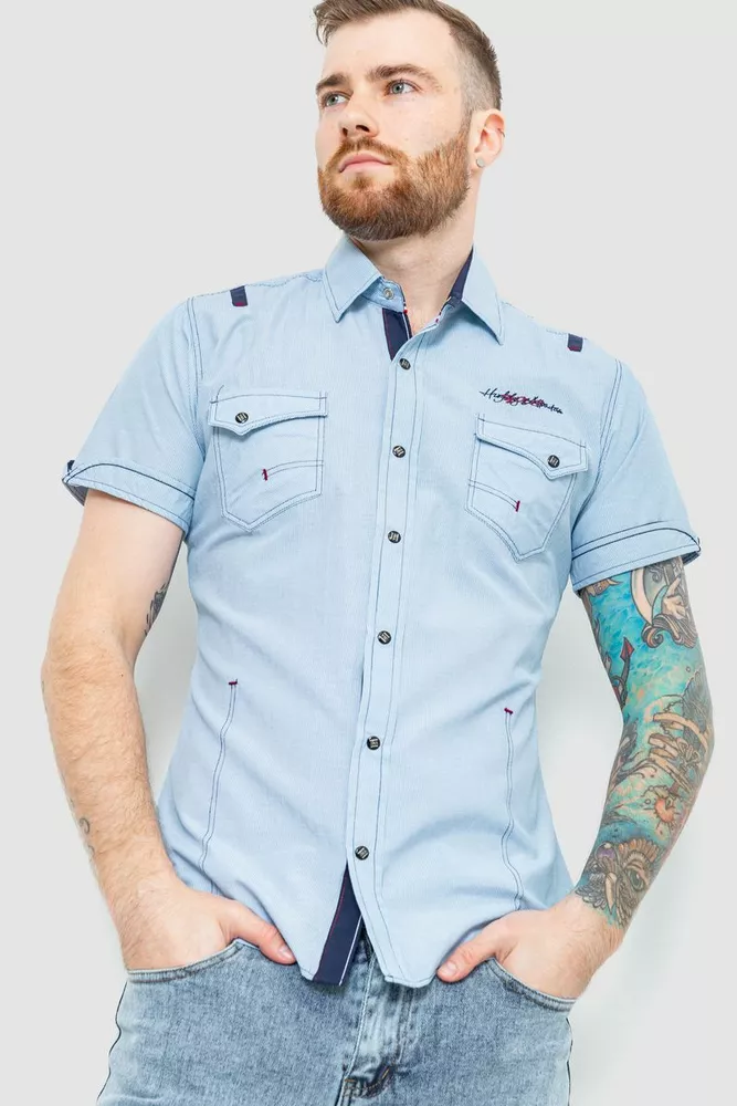 Купить Рубашка мужская в полоску, цвет голубой, 186R116 - Фото №1