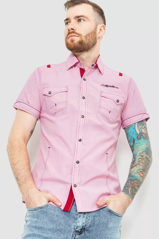 Купити Сорочка чоловіча в смужку, колір рожевий, 186R116 - Фото №1