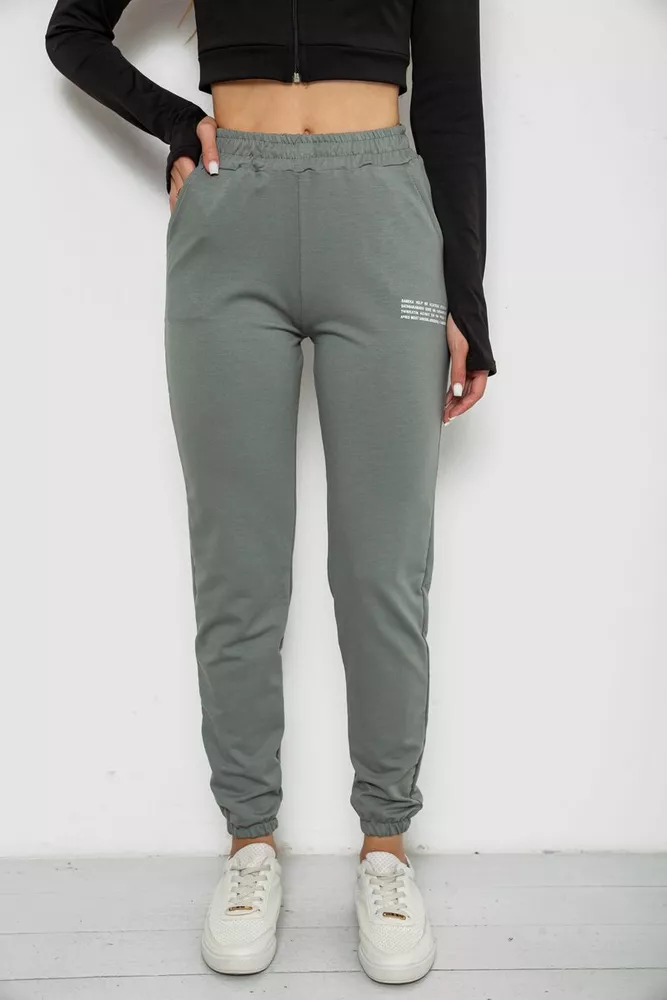 Купить Спортивные штаны женские, цвет оливковый, 238R5052-1 - Фото №6
