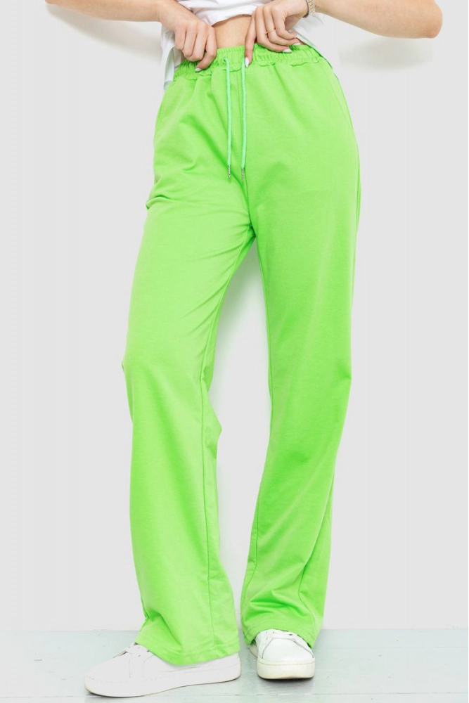 Купить Спорт штаны женские однотонные, цвет салатовый, 201R040 - Фото №1