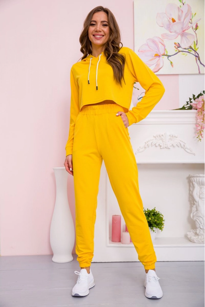 Купити Жіночий костюм для спорту штани + кофта колір Жовтий 153R2145 оптом - Фото №1
