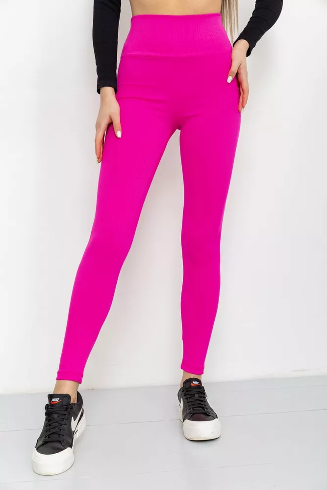 Купити Лосини жіночі в рубчик, колір рожевий, 205R606 оптом - Фото №1