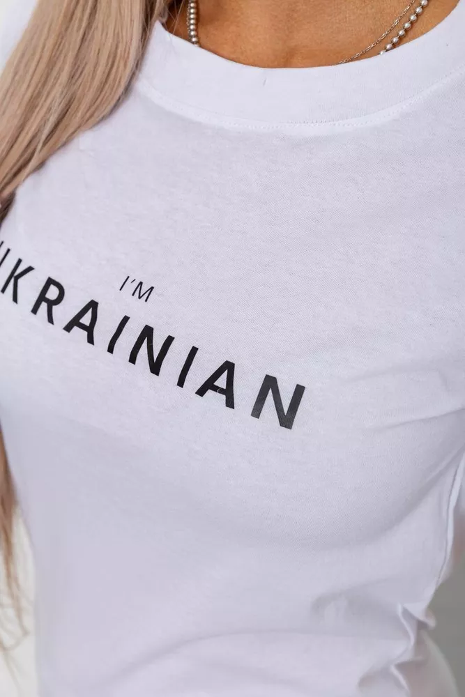 Купити Футболка жіноча з принтом  -уцінка, колір білий, 238R57383-U-1 - Фото №5