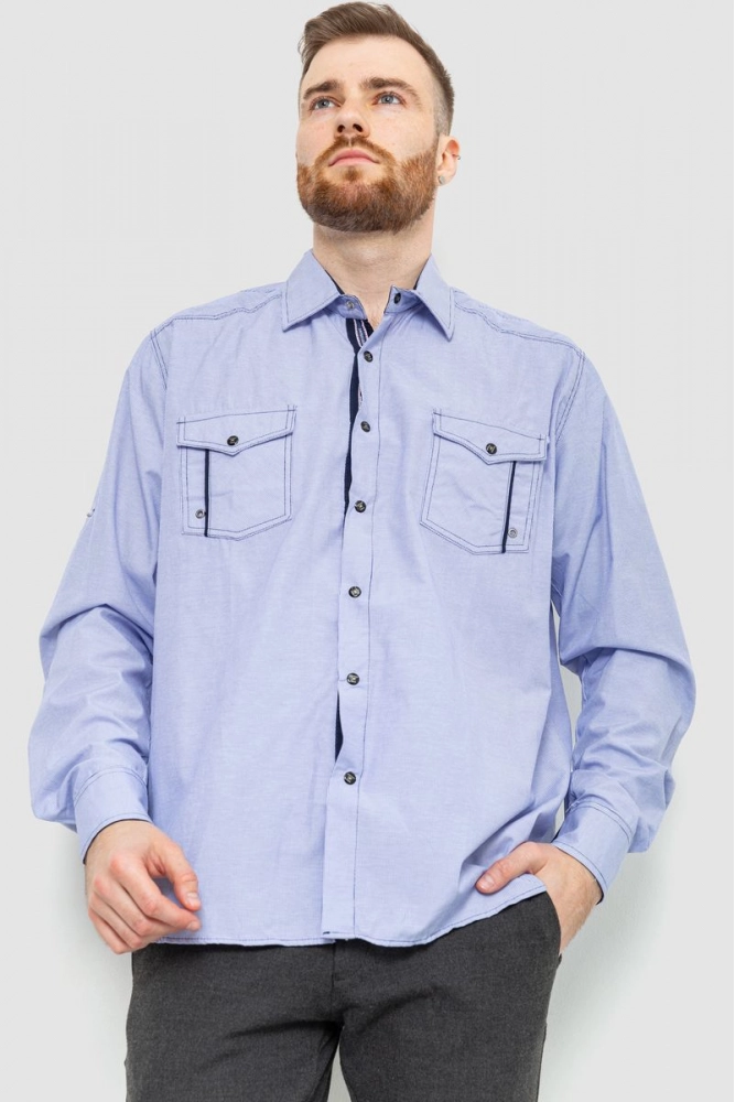 Купить Рубашка мужская в полоску, цвет голубой, 186R0687 оптом - Фото №1