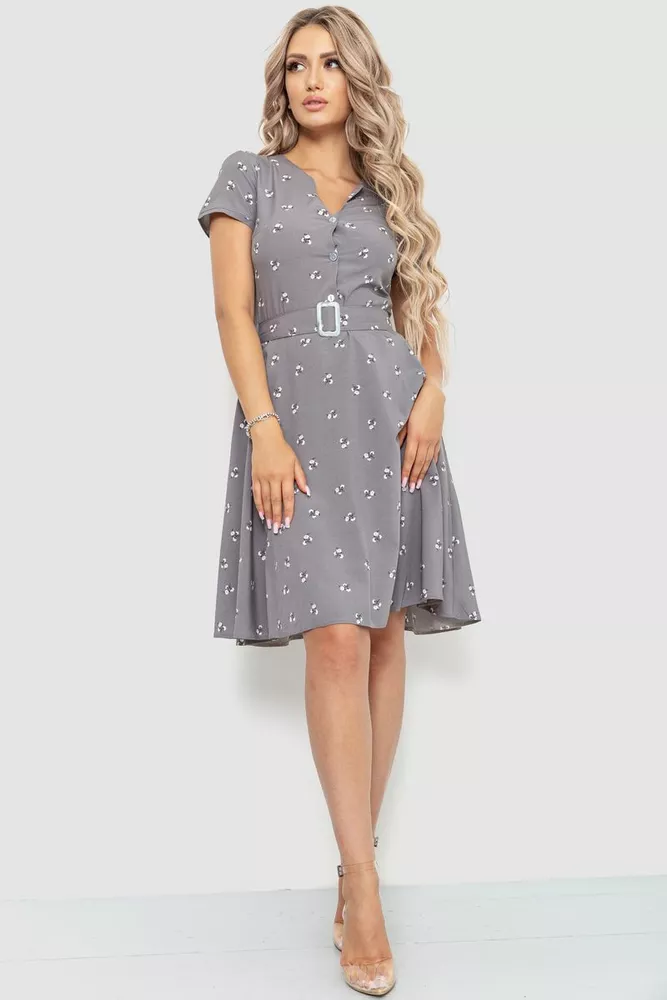 Купити Сукня з поясом, колір сірий, 230R032-5 оптом - Фото №1