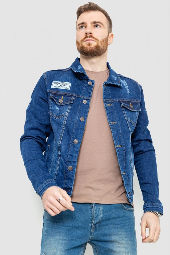 Купити Джинсова куртка чоловіча, колір синій, 157R0084 - Фото №1