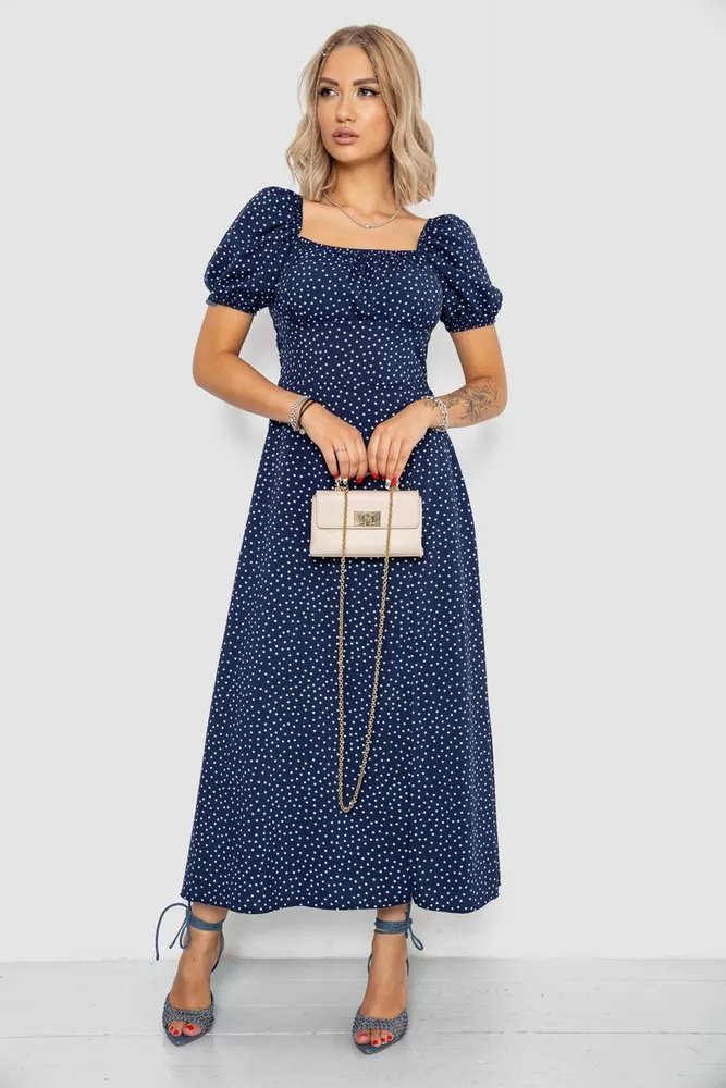 Купити Сукня у горох, колір темно-синій, 177R060 - Фото №1