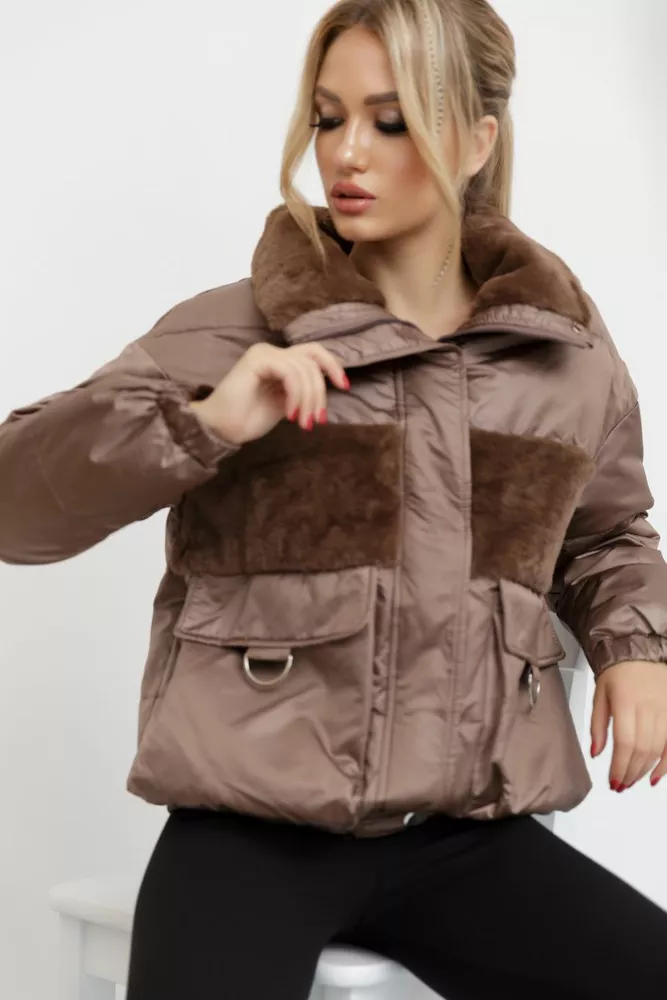Купити Куртка жіноча демісезонна, колір коричневий, 131R3066 - Фото №1