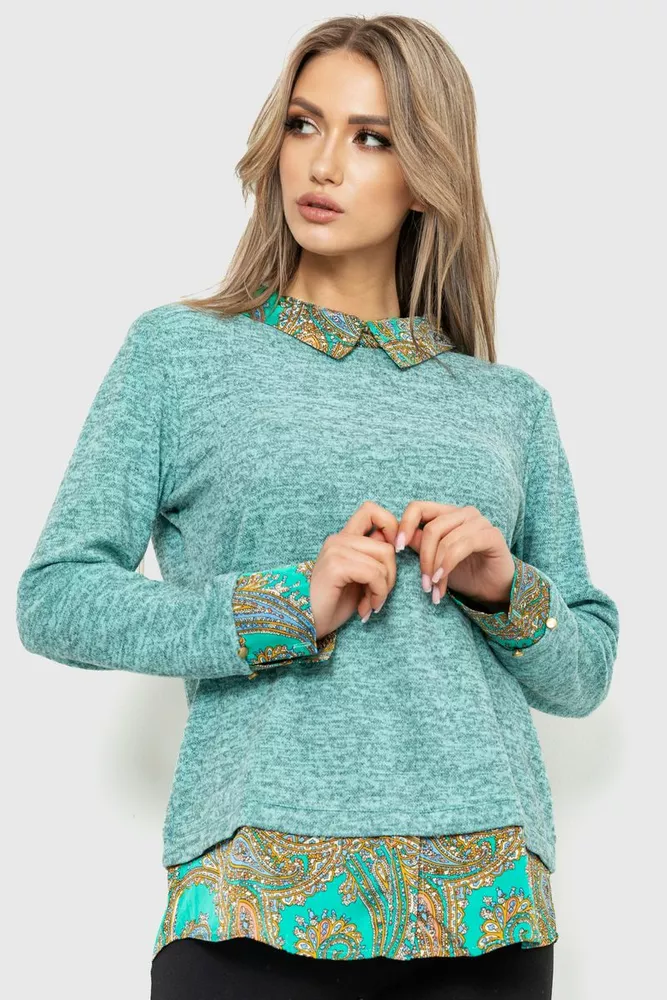 Купить Блуза женская обманка, цвет мятный, 230R542-1 - Фото №1