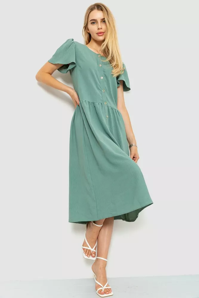 Купить Платье свободного кроя, цвет оливковый, 230R033 - Фото №1