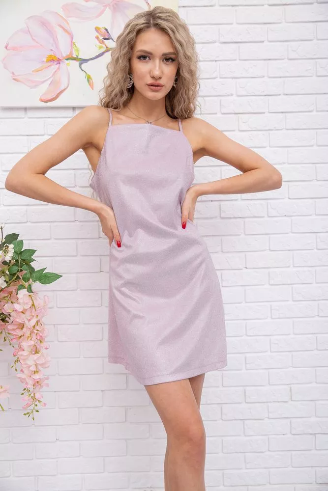 Купити Міні-сукня на бретелях, рожевого кольору, 115R0464 оптом - Фото №1