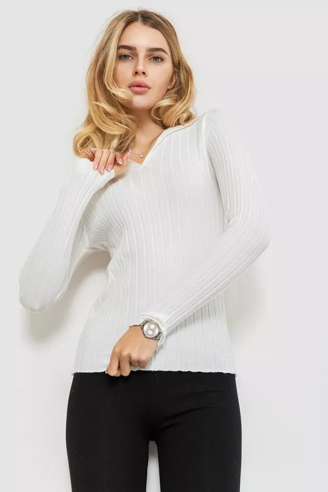 Купити Кофта жіноча однотонна, колір білий, 204R018 - Фото №1