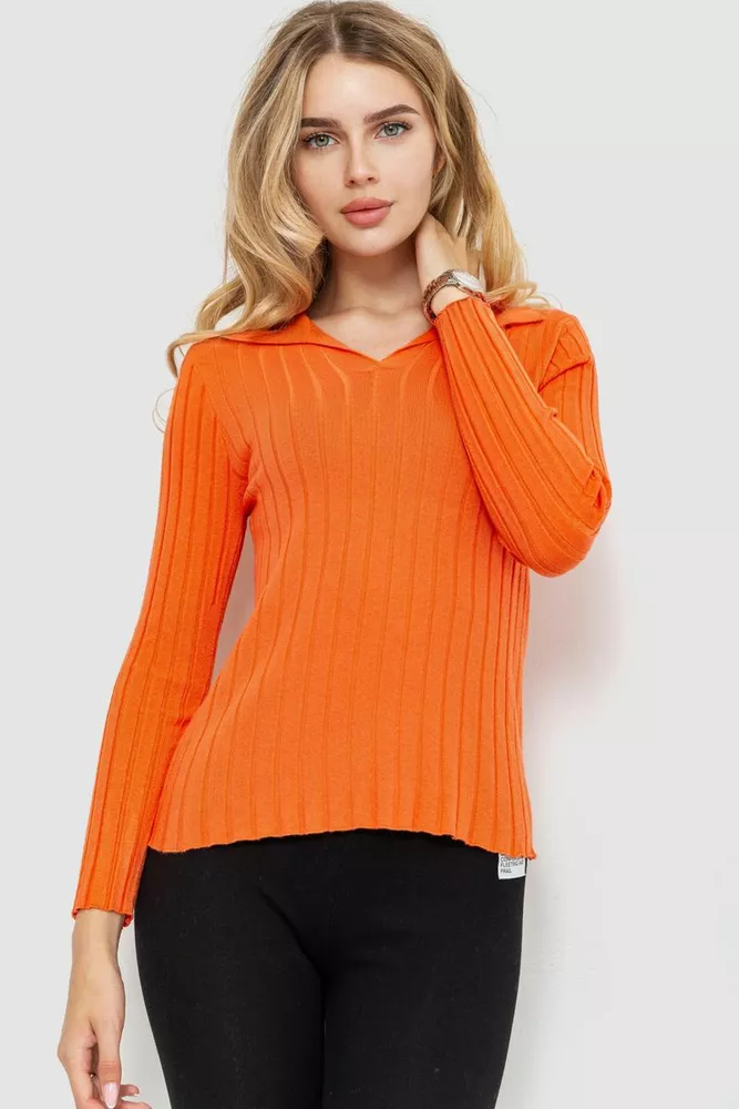 Купити Кофта жіноча однотонна, колір помаранчевий, 204R018 оптом - Фото №1