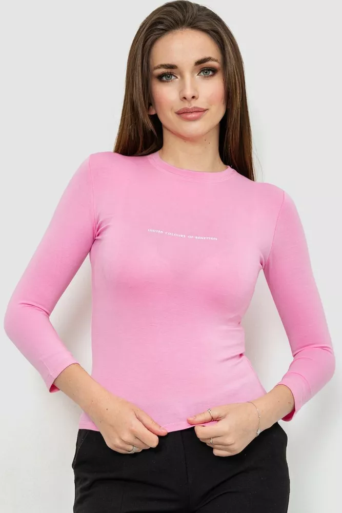 Купити Жіночий лонгслів укорочений, колір рожевий, 186R652 оптом - Фото №1