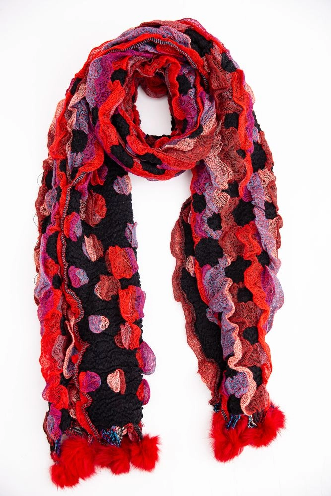 Купити Жіночий шарф чорно-червоного кольору з принтом 154R1889-4 - Фото №1
