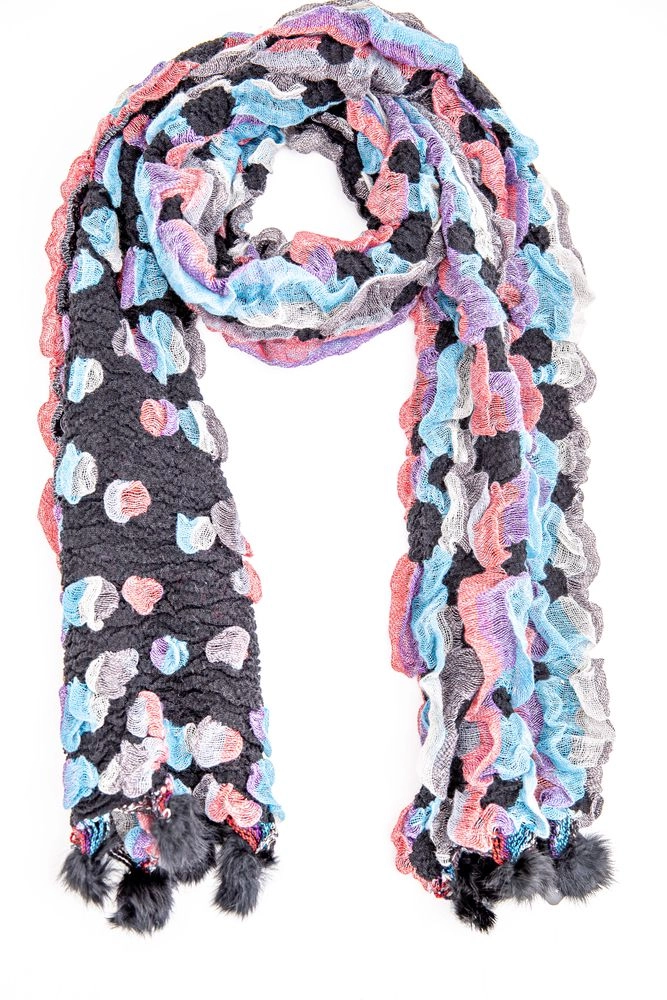 Купити Жіночий шарф чорного кольору з принтом 154R1889-4 - Фото №1