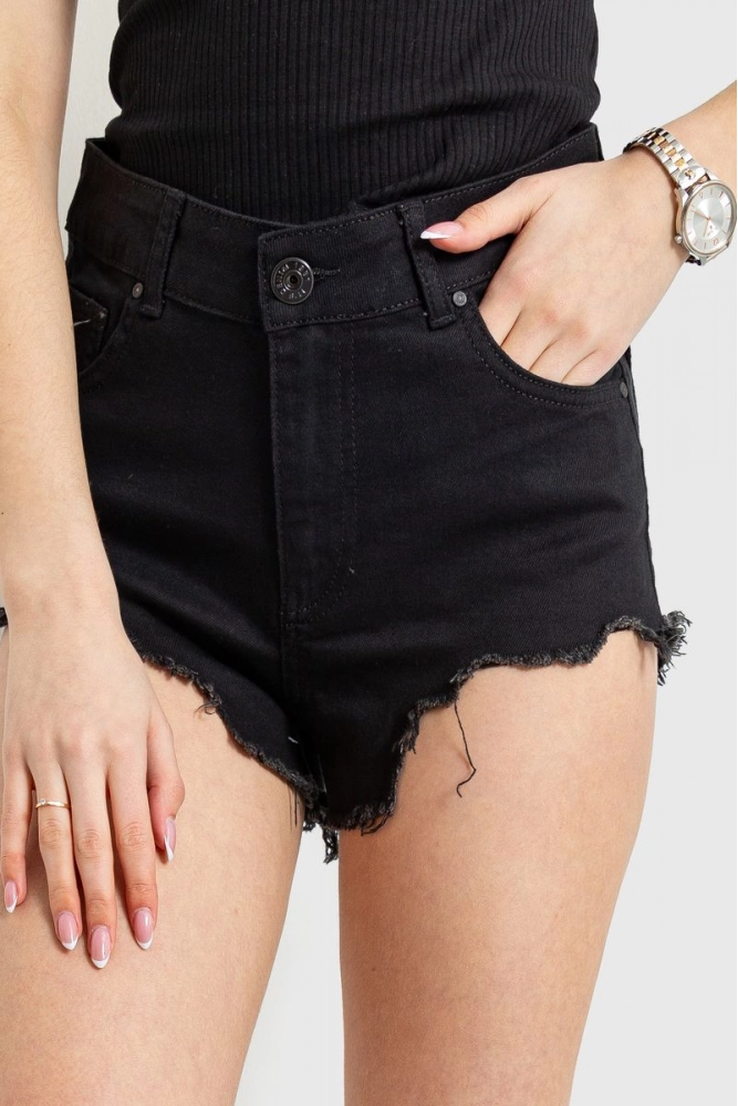 Купити Шорти джинсові жіночі, колір чорний, 214R1076 оптом - Фото №1