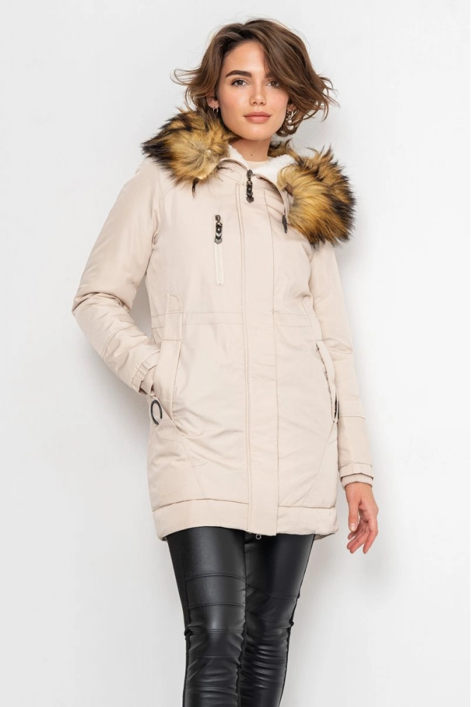Купити Куртка жіноча, колір світло-бежевий, 224R19-01 - Фото №1