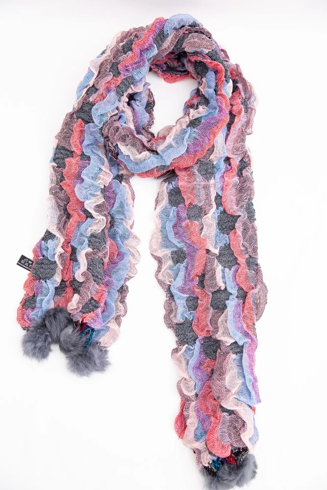 Купить Женский шарф серо-красного цвета с принтом 154R1889-4 оптом - Фото №1