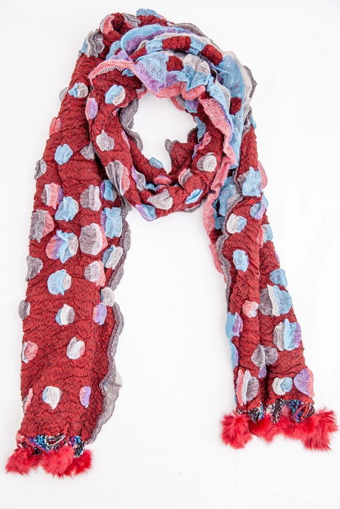 Купити Жіночий шарф, бордового кольору з принтом, 154R1889-4 - Фото №1