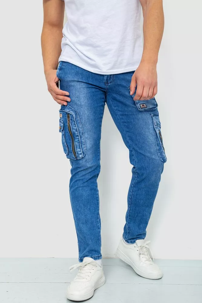 Купить Джинсы мужские с карманами  -уценка, цвет синий, 129R8320-U-1 оптом - Фото №1