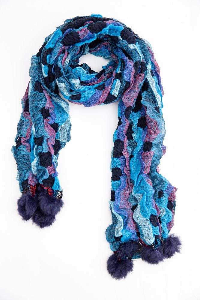 Купити Жіночий шарф синього кольору з принтом 154R1889-4 - Фото №1
