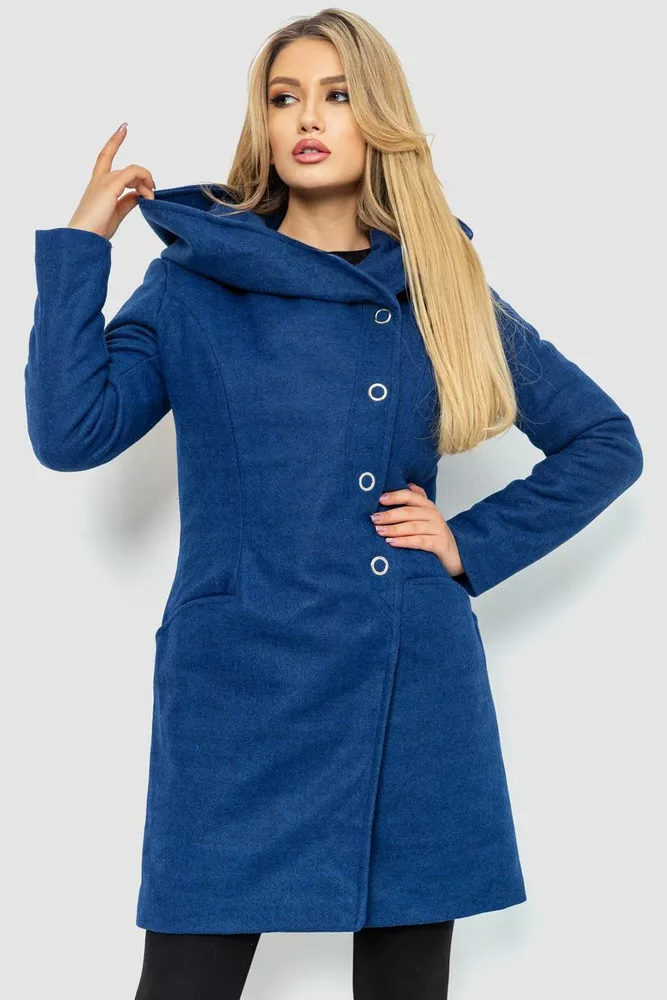 Купити Жіноче пальто з капюшоном, колір джинс, 186R294 - Фото №1