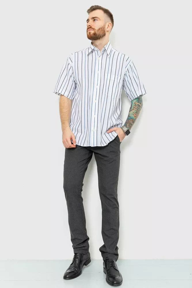 Купить Рубашка мужская в полоску, цвет бело-черный, 167R963 - Фото №1