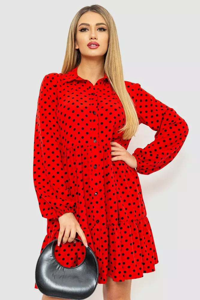 Купити Сукня з принтом, колір червоний, 214R788 - Фото №1