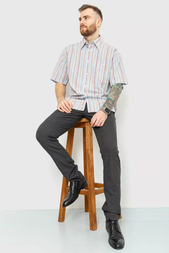 Купить Рубашка мужская в полоску, цвет серый, 167R963 оптом - Фото №1
