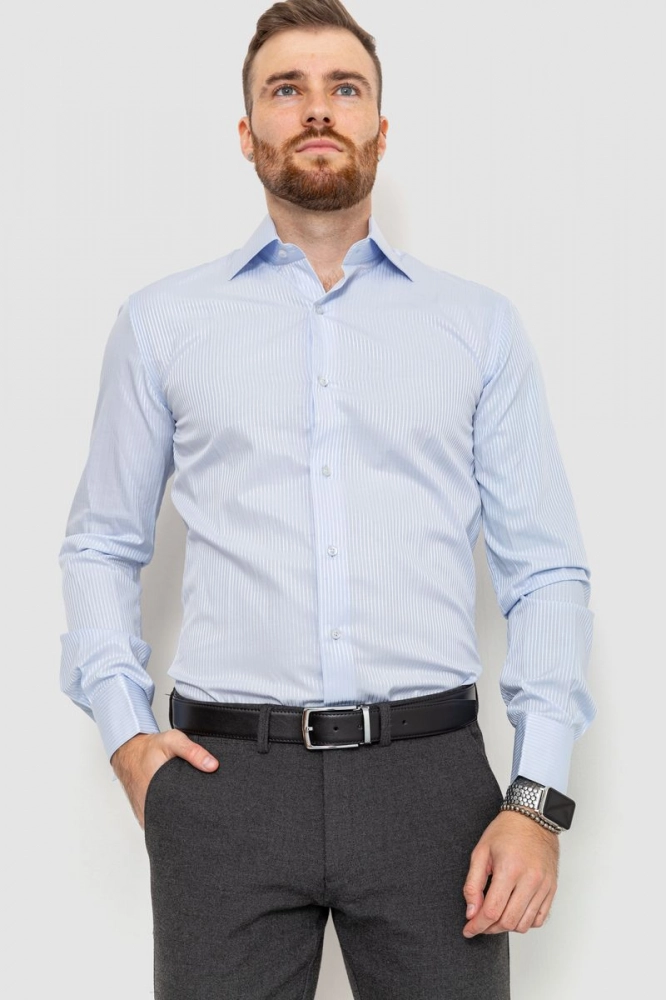 Купити Рубашка мужская классическая в полоску, колір блакитний, 201R103 оптом - Фото №1