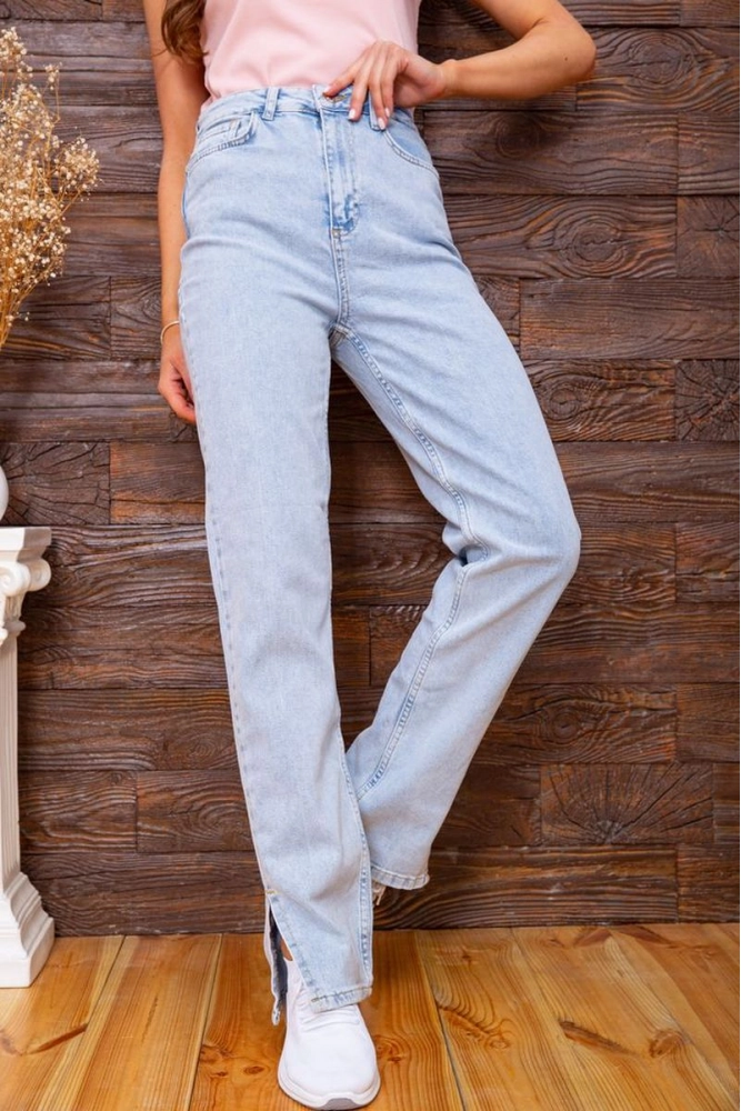 Женские джинсы с высокой посадкой с кружевными вставками
