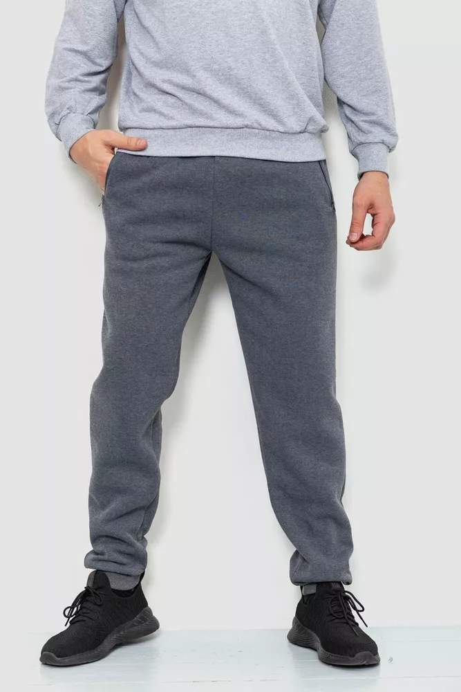 Купить Спорт штаны мужские на флисе, цвет серый, 244R41517 оптом - Фото №1